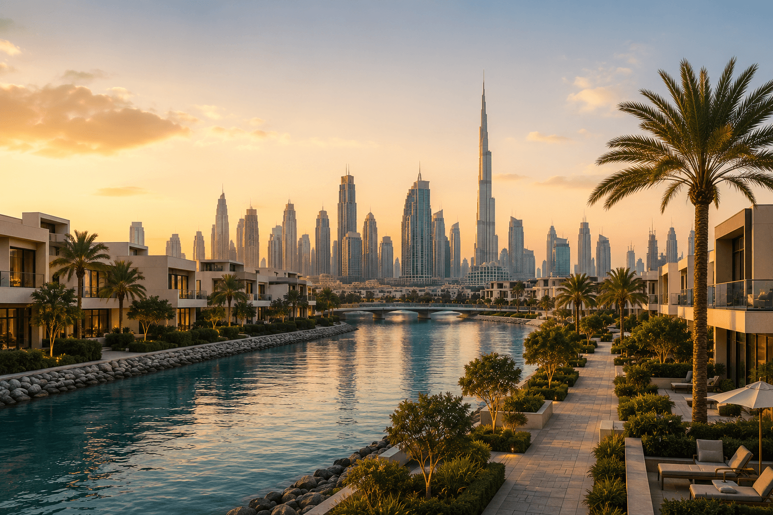Dubai skyline and waterfront community